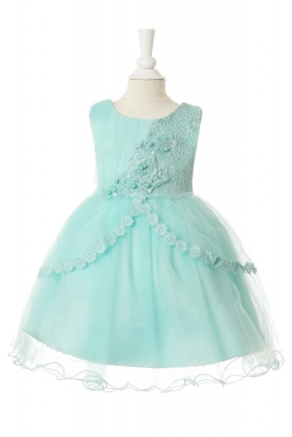 Girls Dress Style 10004 - Pretty Sleeveless Infant Dress with Floral Details in Choice of Color
